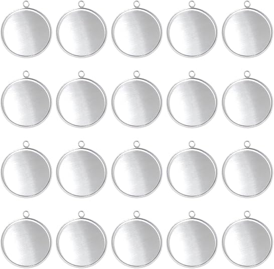 Pendant Blank Bezel - 20 sztuk okrągłych bazy z nierdzewnej