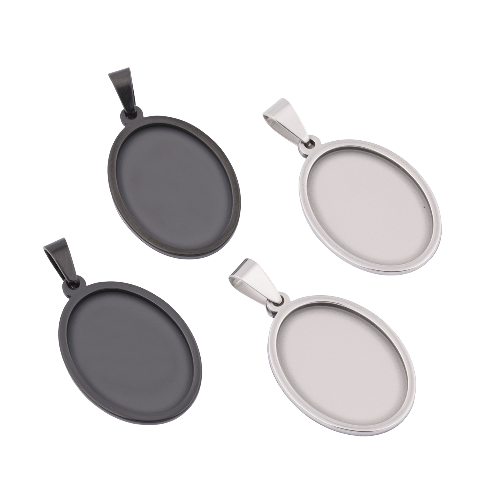 Pendant Blank Bezel - 5 szt. Owalne czarne bazy do