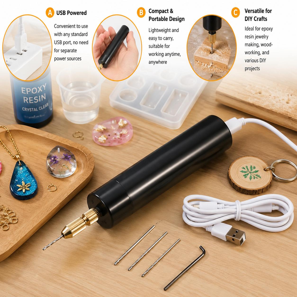 Jewelry Making Dc - Mini wiertarka elektryczna zasilana przez USB,