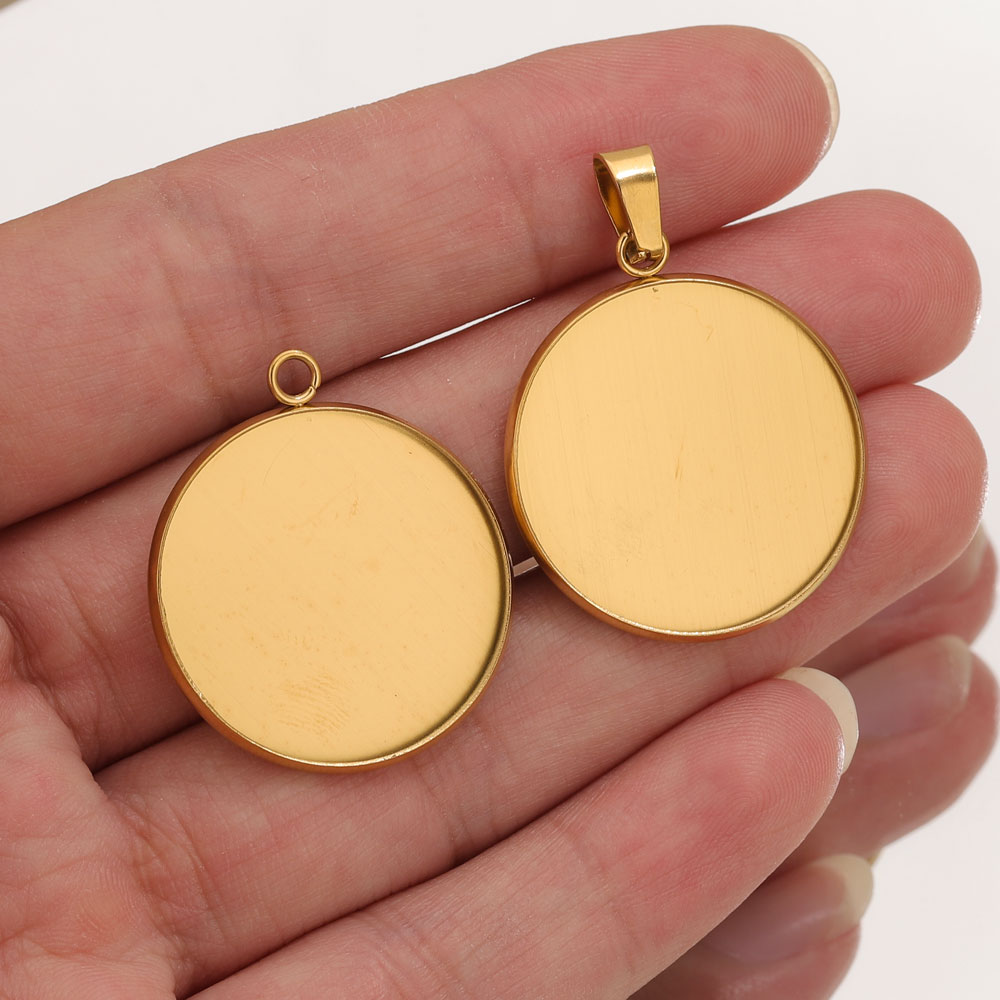 Pendant Blank Bezel - 10 szt. Złote zawieszki ze stali