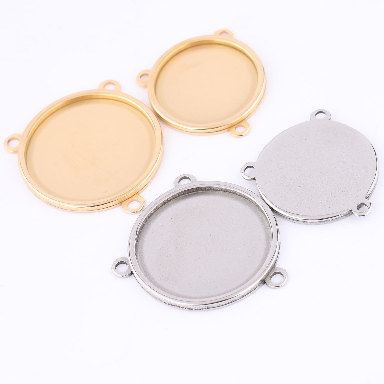 Pendant Blank Bezel - 5 szt. Stal nierdzewna pozłacana 16mm