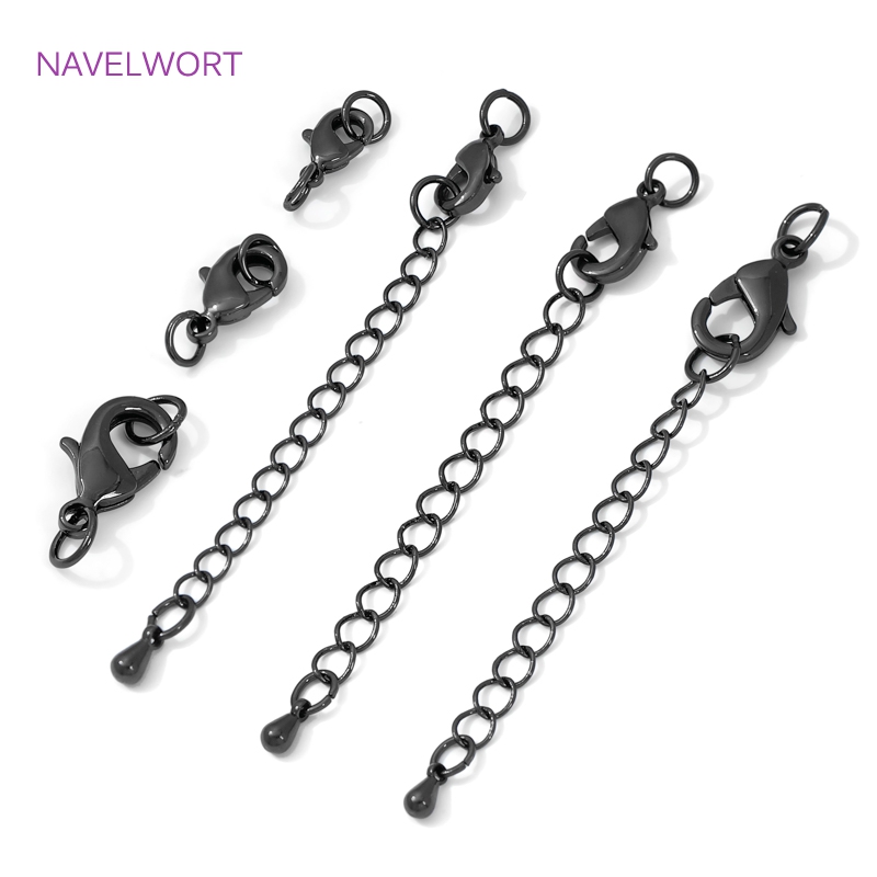Jewelry Making Hobby - Czarny mosiężny karabińczyk i przedłużka, zapięcie